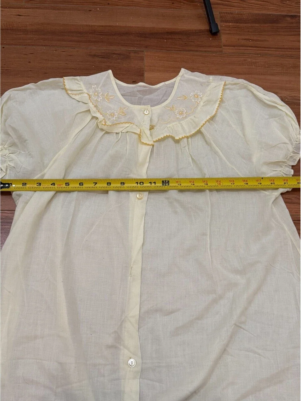 Handmade Cream Embroidered Nightgown Dress Women’s Vintage Cottagecore Large